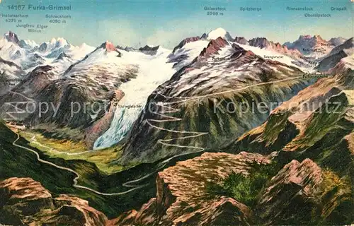 AK / Ansichtskarte Furka mit Grimsel Galenstock Spitzberge Rienzenstock Oberalpstock Furka