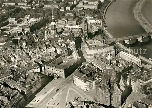 AK / Ansichtskarte Dresden Fliegeraufnahme mit Neumarkt Dresden