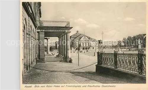 AK / Ansichtskarte Kassel Blick vom Roten Palais auf Friedrichsplatz und Preuss Staatstheater Kassel