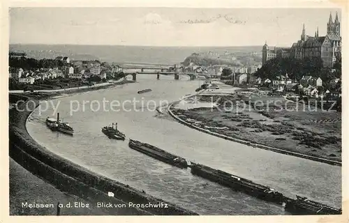 AK / Ansichtskarte Meissen_Elbe_Sachsen Panorama Blick von Proschwitz ueber die Elbe Albrechtsburg und Dom Meissen_Elbe_Sachsen