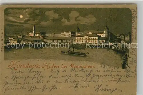 AK / Ansichtskarte Konstanz_Bodensee Hafen Mondschein Konstanz_Bodensee