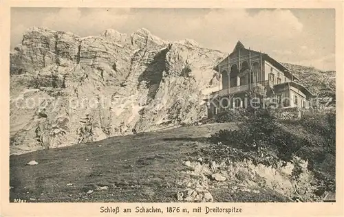 AK / Ansichtskarte Garmisch Partenkirchen Schloss am Schachen mit Dreitorspitze Wettersteingebirge Garmisch Partenkirchen