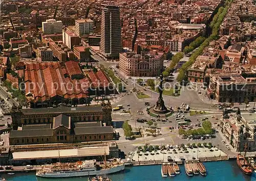 AK / Ansichtskarte Barcelona_Cataluna Puerta de la Paz Fliegeraufnahme Barcelona Cataluna