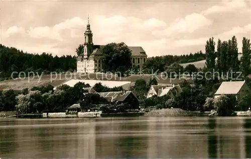 AK / Ansichtskarte Birnau Wallfahrtskirche Zisterzienserkloster Erbauer Peter Thumb Ansicht vom See aus Birnau