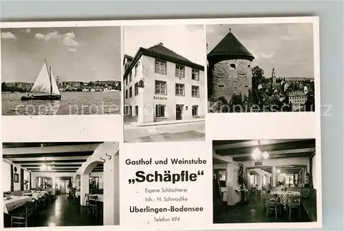 AK / Ansichtskarte ueberlingen_Bodensee Gasthof Weinstube Schaepfle Segelboot Turm Altstadt ueberlingen Bodensee