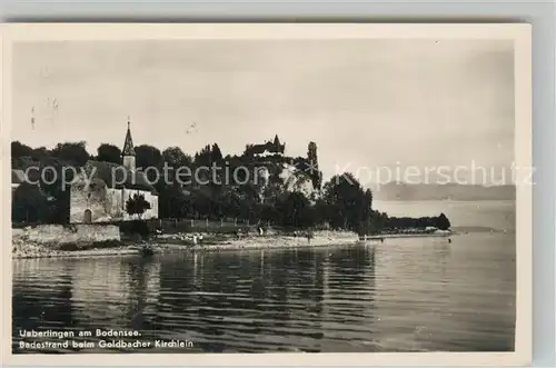 AK / Ansichtskarte ueberlingen_Bodensee Badestrand beim Goldbacher Kirchlein ueberlingen Bodensee