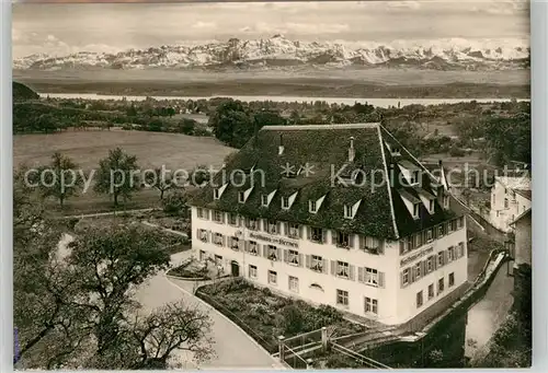 AK / Ansichtskarte Muehlhofen_Uhldingen Muehlhofen Gasthaus Pension Gaestehaus zum Sternen Bodensee Schweizer Alpen Fliegeraufnahme Muehlhofen