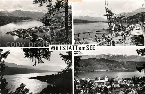 AK / Ansichtskarte Millstatt_Millstaettersee Panorama Strand Millstatt_Millstaettersee