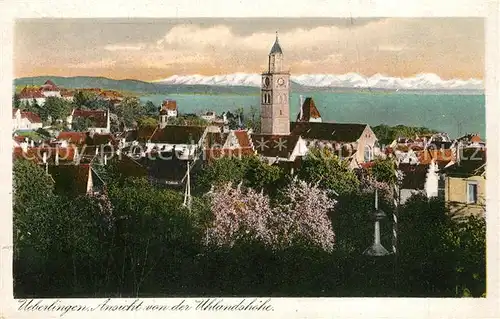 AK / Ansichtskarte ueberlingen_Bodensee Ansicht von der Uhlandshoehe mit Muensterkirche Alpenblick ueberlingen Bodensee