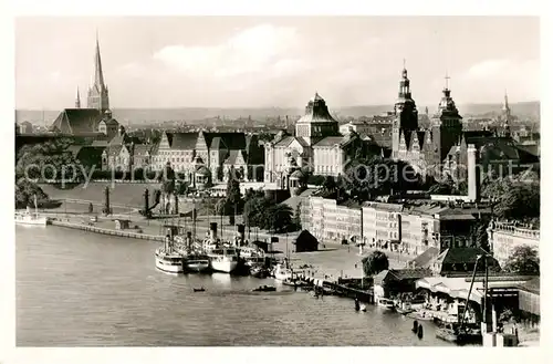 AK / Ansichtskarte Stettin_Szczecin Blick auf Hafen Hakenterrasse und Regierungsgebaeude Stettin Szczecin