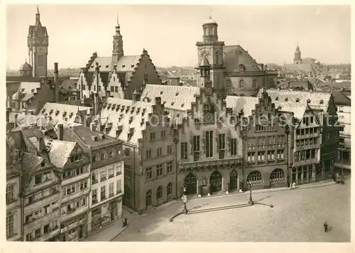 AK / Ansichtskarte Frankfurt_Main Der Roemer mit Paulskirche Blick von Nikolaikirche Frankfurt Main