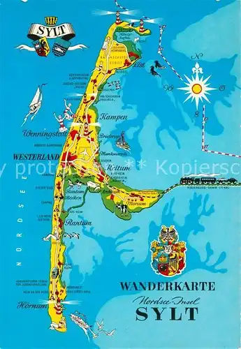 AK / Ansichtskarte Sylt Wanderkarte Landkarte Wappen Sylt