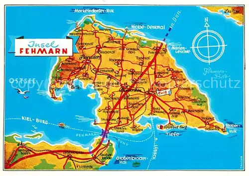 AK / Ansichtskarte Insel_Fehmarn Landkarte Insel Fehmarn