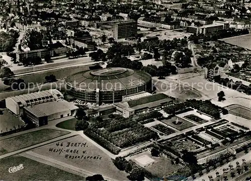 AK / Ansichtskarte Dortmund Fliegeraufnahme Westfallenhalle Rosengarten Dortmund