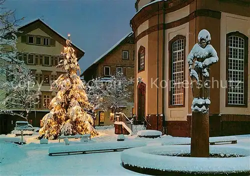 AK / Ansichtskarte Wildbad_Schwarzwald Stadtkirche Winterpanorama Nachtaufnahme Wildbad_Schwarzwald