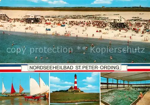 AK / Ansichtskarte St_Peter Ording Strandsegeln Leuchtturm Wellenbad Strand Fliegeraufnahme St_Peter Ording