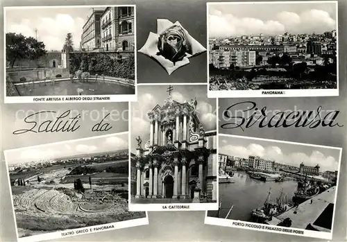 AK / Ansichtskarte Siracusa Albergo Degli Stranieri Theatro Grecco Porto Palazzo delle Poste Siracusa