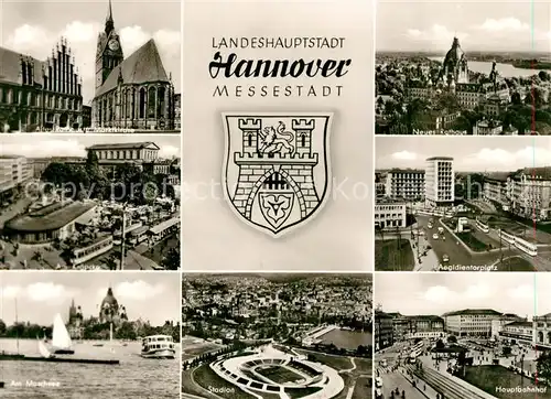 AK / Ansichtskarte Hannover Rathaus Marktkirche Stadion Hauptbahnhof Kroepcke Hannover