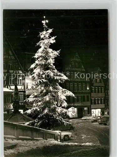 AK / Ansichtskarte Tuebingen Marktplatz Winter Nachtaufnahme Tuebingen