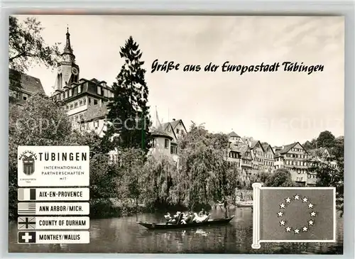 AK / Ansichtskarte Tuebingen Panorama Partnerstaedte Schiff Tuebingen