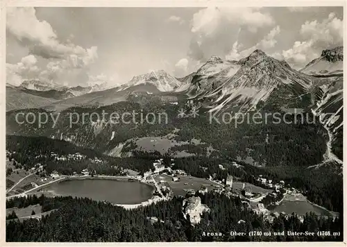 AK / Ansichtskarte Arosa_GR Fliegeraufnahme Ober  und Untersee Arosa_GR