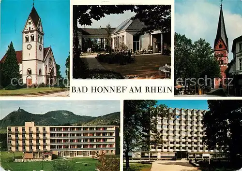 AK / Ansichtskarte Bad_Honnef Kirche Kurgarten Kurklinik Drachenfels Bad_Honnef