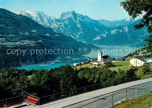 AK / Ansichtskarte Amden_SG mit Walensee Linthebene Glarneralpen Amden_SG