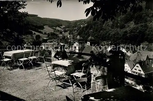 AK / Ansichtskarte Wiesensteig Albhotel Malakoff Kirche Terrasse Wiesensteig