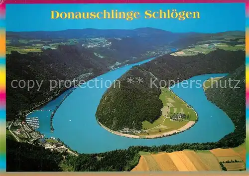 AK / Ansichtskarte Haibach_Donau Donauschlinge Schloegen Fliegeraufnahme Haibach Donau
