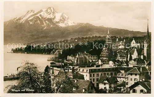 AK / Ansichtskarte Weggis_Vierwaldstaettersee mit Pilatus Weggis_Vierwaldstaettersee