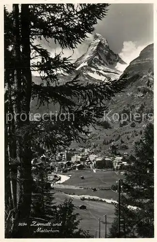 AK / Ansichtskarte Zermatt_VS Talblick mit Matterhorn Walliser Alpen Zermatt_VS