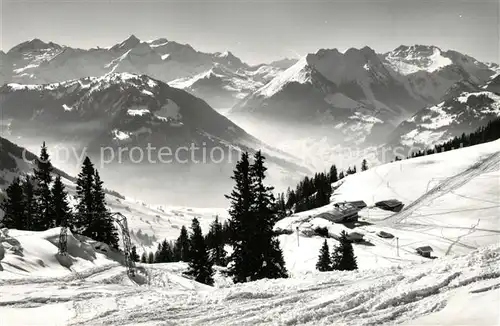 AK / Ansichtskarte Hornberg_Saanenmoeser Panorama Wintersportplatz Berner Alpen Hornberg Saanenmoeser