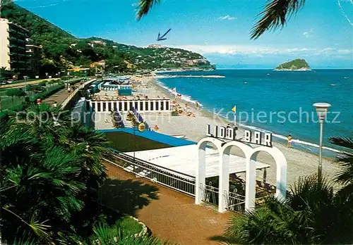 AK / Ansichtskarte Spotorno_Savona_Liguria Panorama e spiaggia Lido Bar Spotorno_Savona_Liguria