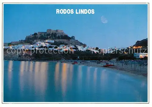 AK / Ansichtskarte Lindos Panorama mit Akropolis Strand Bucht Abendstimmung Lindos