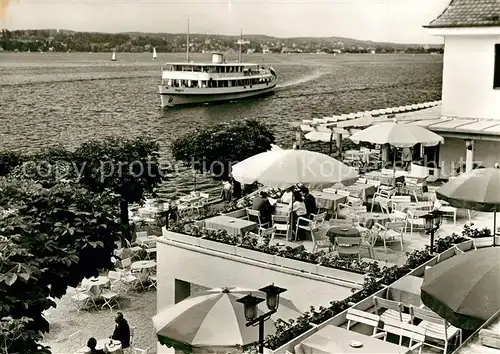 AK / Ansichtskarte Starnberg Strand Hotel Terrassen Cafe Schloss Berg Motorschiff Starnberg