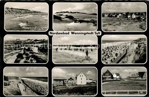 AK / Ansichtskarte Wenningstedt_Sylt Strand Duenen Brandung Kueste Promenade Haeuserpartie Wenningstedt_Sylt