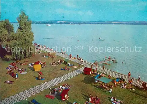 AK / Ansichtskarte Balatonrol Badestrand am Plattensee Fliegeraufnahme Balatonrol