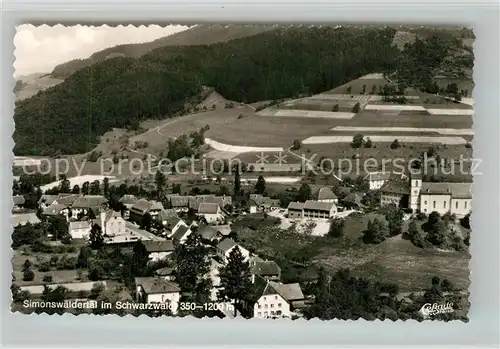 AK / Ansichtskarte Simonswaeldertal Kirche Panorama Fliegeraufnahme Simonswaeldertal