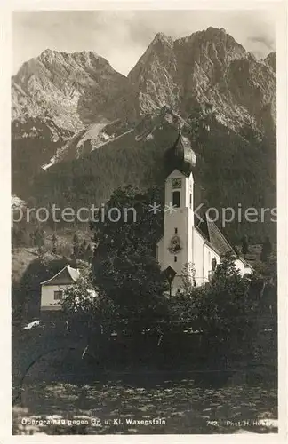 AK / Ansichtskarte Obergrainau Kirche mit Gr und Kl Waxenstein Obergrainau