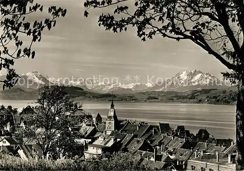 AK / Ansichtskarte Zug_ZG Altstadt vom Guggi aus mit Risch Zugersee Berner Alpen Pilatus Zug_ZG