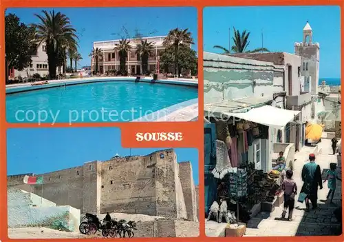 AK / Ansichtskarte Sousse Hotel mit Swimming Pool Festung Ortsmotiv Gasse Sousse