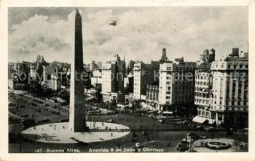 AK / Ansichtskarte Buenos_Aires Avenida 9 de Julio Obelisco Buenos Aires