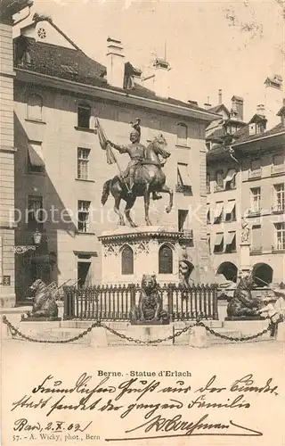 AK / Ansichtskarte Bern_BE Statue d Erlach Reiterstandbild Denkmal Bern_BE