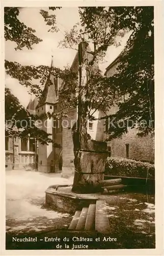 AK / Ansichtskarte Neuchatel_NE Entree du Chateau et Arbre de la Justice Neuchatel NE