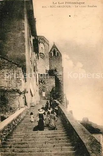 AK / Ansichtskarte Rocamadour Grosse Treppe Altstadt Rocamadour