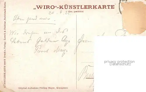 AK / Ansichtskarte Verlag_WIRO_Wiedemann_Nr. 1869 B Heidelberg Koenigstuhl  Verlag_WIRO_Wiedemann_Nr.