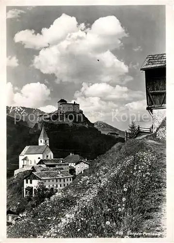 AK / Ansichtskarte Fontana_GR Bergdorf Kirche Schloss Fontana_GR