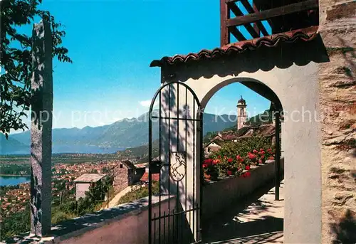 AK / Ansichtskarte Brione Pension Mon Desir Blick ins Tal mit Lago Maggiore Brione