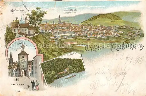 AK / Ansichtskarte Freiburg_Breisgau Lorettokapelle Stadtblick Schwabenthor Waldsee Freiburg Breisgau