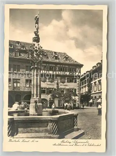 AK / Ansichtskarte Freiburg_Breisgau Marktbrunnen Fachwerkhaeuser Freiburg Breisgau